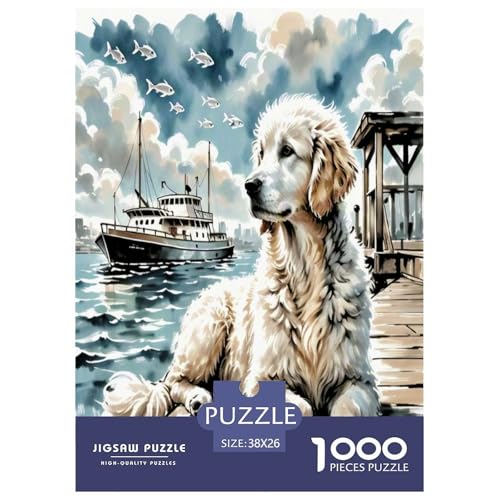 Goldendoodle Puzzle 1000 Teile Schwer Puzzle Spielzeug Lernspiel Impossible Herausforderungsspielzeug Für Erwachsene Kinder 38x26cm/1000pcs von UNRXJZLVM