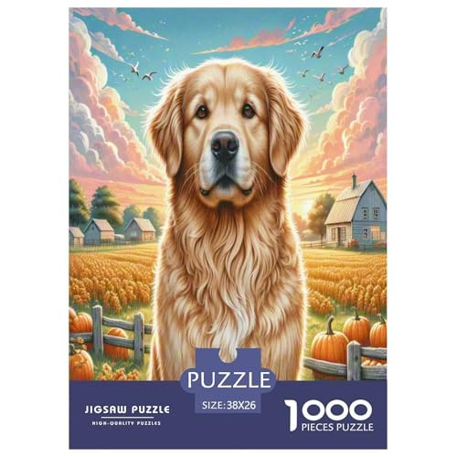 Goldener Retriever Puzzles 1000 Teile Schwer Puzzle Spielzeug Lernspiel Impossible Herausforderungsspielzeug Für Erwachsene Und Kinder Ab 14 Jahren 38x26cm/1000pcs von UNRXJZLVM