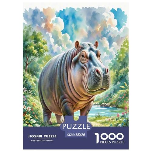 Hippopotamus Puzzle 1000 Teile Schwer Puzzle Spielzeug Pädagogisches Spiel Impossible Herausforderung Spielzeug Für Erwachsene Und Kinder in Bewährter 38x26cm/1000pcs von UNRXJZLVM