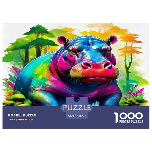 Hippopotamus Puzzle 1000-teilige Schwer Puzzle Spielzeug Lernspiel Impossible Herausforderung Spielzeug Für Erwachsene Kinder 70x50cm/1000pcs von UNRXJZLVM
