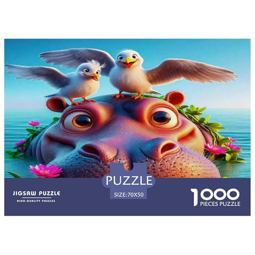 Hippopotamus Puzzle 1000-teilige Schwer Puzzle Spielzeug Lernspiel Impossible Herausforderungsspielzeug Für Erwachsene Kinder 70x50cm/1000pcs von UNRXJZLVM