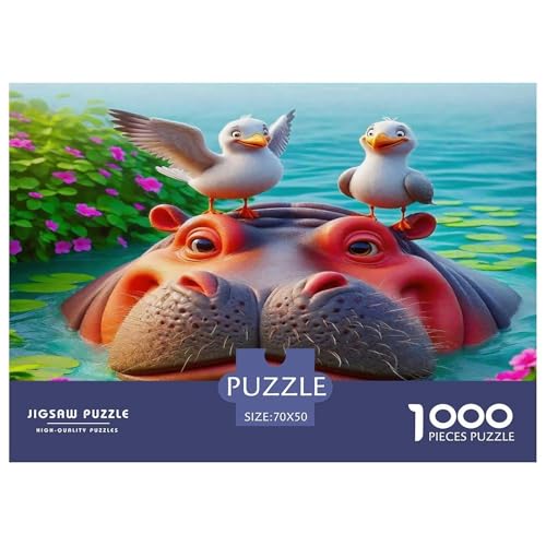 Hippopotamus Puzzles 1000 Teile Schwer Puzzle Spielzeug Lernspiel Impossible Herausforderung Spielzeug Für Erwachsene Kinder 70x50cm/1000pcs von UNRXJZLVM