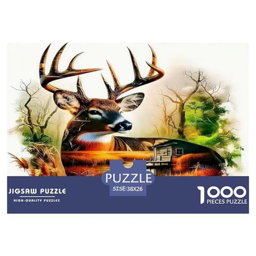 Hirsch Puzzles 1000 Teile Schwer Puzzle Spielzeug Pädagogisches Spiel Impossible Herausforderung Spielzeug Für Erwachsene Und Kinder Ab 14 Jahren 38x26cm/1000pcs von UNRXJZLVM