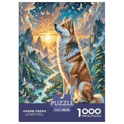 Japanischer Spitz Puzzle 1000 Teile Schwer Puzzle Spielzeug Lernspiel Impossible Herausforderungsspielzeug Für Erwachsene Kinder 38x26cm/1000pcs von UNRXJZLVM