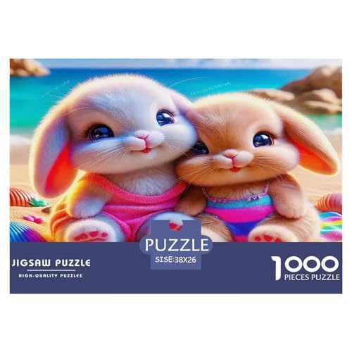 Kaninchen Puzzle 1000-teilige Schwer Puzzle Spielzeug Lernspiel Impossible Herausforderungsspielzeug Für Erwachsene Kinder 38x26cm/1000pcs von UNRXJZLVM