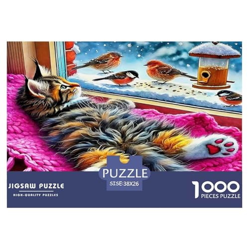 Katze Puzzles 1000 Teile Schwer Puzzle Spielzeug Lernspiel Impossible Herausforderungsspielzeug Für Erwachsene Kinder 38x26cm/1000pcs von UNRXJZLVM
