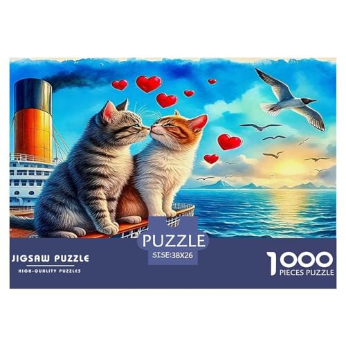 Katze Puzzles 1000-teilige Schwer Puzzle Spielzeug Lernspiel Impossible Herausforderungsspielzeug Für Erwachsene Kinder 38x26cm/1000pcs von UNRXJZLVM