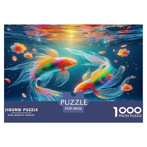 Koi Fisch Puzzles 1000 Teile Schwer Puzzle Spielzeug Pädagogisches Spiel Impossible Herausforderung Spielzeug Für Erwachsene Und Kinder Ab 14 Jahren 38x26cm/1000pcs von UNRXJZLVM