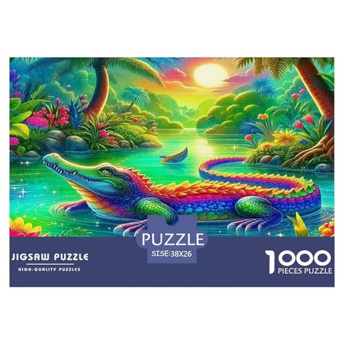 Krokodil Puzzle 1000 Teile Schwer Puzzle Spielzeug Lernspiel Impossible Herausforderungsspielzeug Für Erwachsene Kinder 38x26cm/1000pcs von UNRXJZLVM