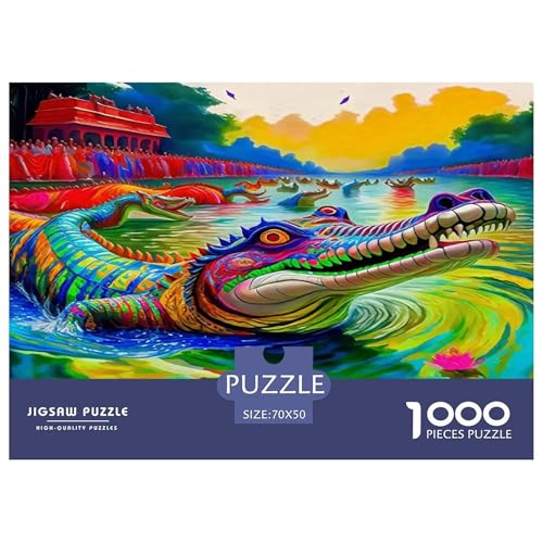 Krokodil Puzzle 1000-teilige Schwer Puzzle Spielzeug Lernspiel Impossible Herausforderungsspielzeug Für Erwachsene Kinder 70x50cm/1000pcs von UNRXJZLVM