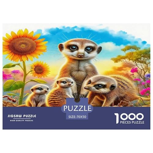 Meerkat Puzzle 1000-teilige Schwer Puzzle Spielzeug Lernspiel Impossible Herausforderung Spielzeug Für Erwachsene Kinder 70x50cm/1000pcs von UNRXJZLVM