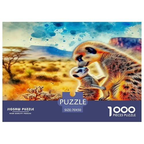 Meerkat Puzzle 1000-teilige Schwer Puzzle Spielzeug Lernspiel Impossible Herausforderung Spielzeug Für Erwachsene Kinder 70x50cm/1000pcs von UNRXJZLVM
