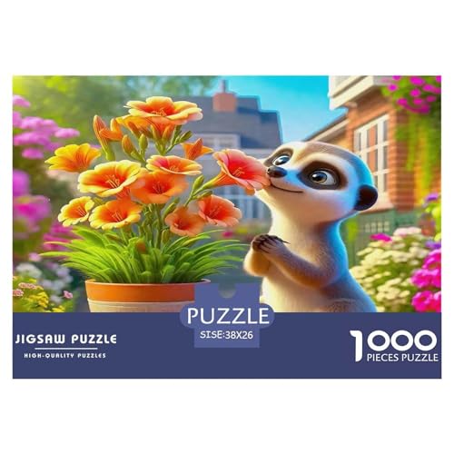Meerkat Puzzles 1000-teilige Schwer Puzzle Spielzeug Lernspiel Impossible Herausforderungsspielzeug Für Erwachsene Kinder 38x26cm/1000pcs von UNRXJZLVM
