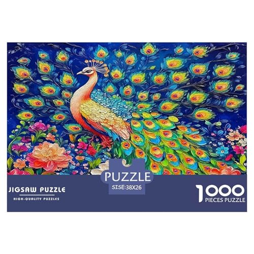 Pfauen Puzzle 1000-teilige Schwer Puzzle Spielzeug Pädagogisches Spiel Impossible Herausforderungsspielzeug Für Erwachsene Kinder 38x26cm/1000pcs von UNRXJZLVM
