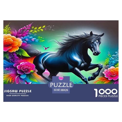 Pferd Puzzle 1000-teilige Schwer Puzzle Spielzeug Pädagogisches Spiel Impossible Herausforderungsspielzeug Für Erwachsene Kinder 38x26cm/1000pcs von UNRXJZLVM