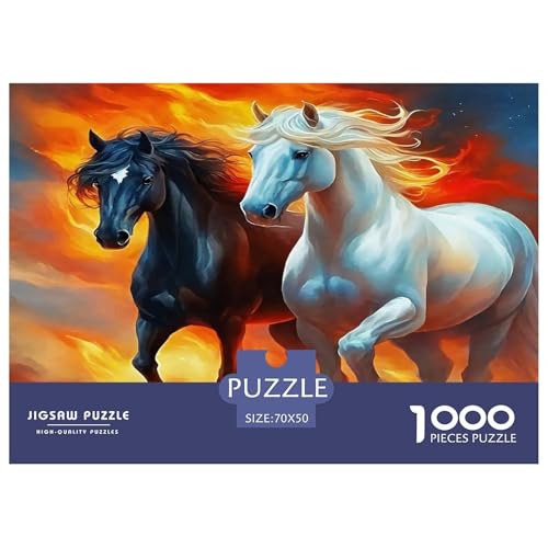 Pferd Puzzle 1000-teilige Schwer Puzzle Spielzeug Pädagogisches Spiel Impossible Herausforderungsspielzeug Für Erwachsene Kinder 70x50cm/1000pcs von UNRXJZLVM