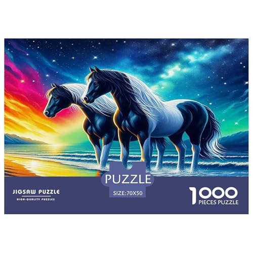 Pferd Puzzle 1000-teilige Schwer Puzzle Spielzeug Pädagogisches Spiel Impossible Herausforderungsspielzeug Für Erwachsene Kinder 70x50cm/1000pcs von UNRXJZLVM