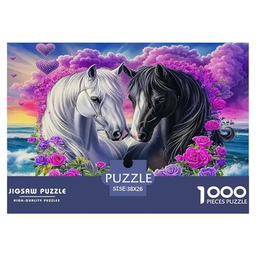 Pferd Puzzles 1000-teilige Schwer Puzzle Spielzeug Lernspiel Impossible Herausforderungsspielzeug Für Erwachsene Kinder 38x26cm/1000pcs von UNRXJZLVM