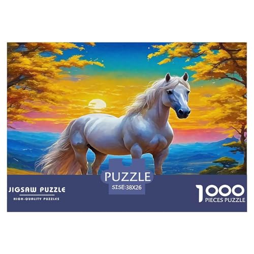 Pferd Puzzles 1000-teilige Schwer Puzzle Spielzeug Lernspiel Impossible Herausforderungsspielzeug Für Erwachsene Kinder 38x26cm/1000pcs von UNRXJZLVM