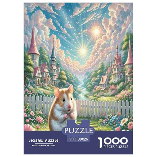 Roborovski Hamster Puzzle 1000 Teile Schwer Puzzle Spielzeug Lernspiel Impossible Herausforderung Spielzeug Für Erwachsene Kinder 38x26cm/1000pcs von UNRXJZLVM
