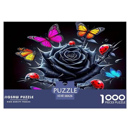 Rose Puzzle 1000 Teile Schwer Puzzle Spielzeug Lernspiel Impossible Herausforderungsspielzeug Für Erwachsene Kinder 38x26cm/1000pcs von UNRXJZLVM