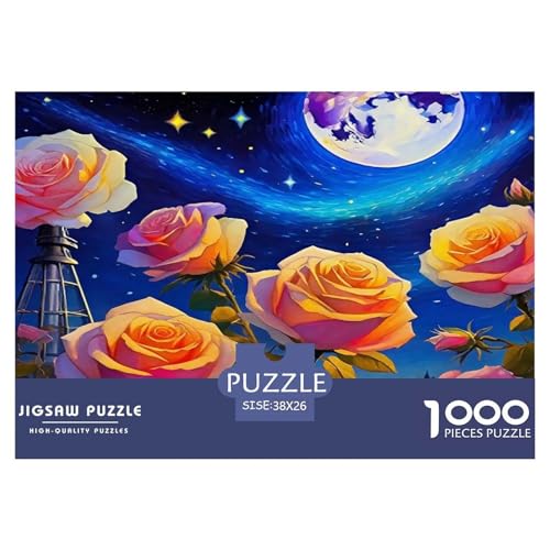 Rose Puzzle 1000 Teile Schwer Puzzle Spielzeug Lernspiel Impossible Herausforderungsspielzeug Für Erwachsene Kinder 38x26cm/1000pcs von UNRXJZLVM