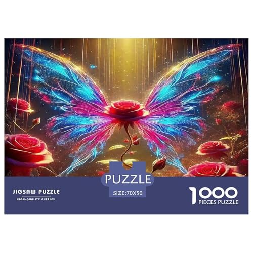 Rose Puzzle 1000-teilige Schwer Puzzle Spielzeug Lernspiel Impossible Herausforderung Spielzeug Für Erwachsene Kinder 70x50cm/1000pcs von UNRXJZLVM