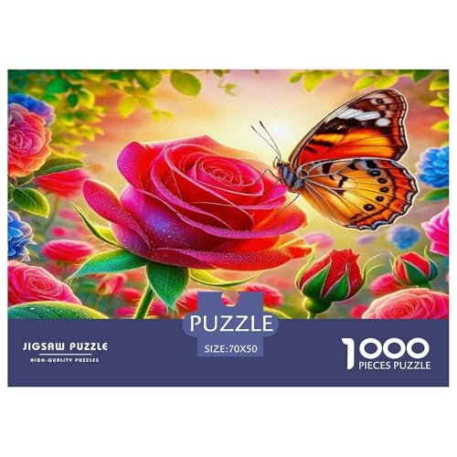 Rose Puzzles 1000 Teile Schwer Puzzle Spielzeug Lernspiel Impossible Herausforderung Spielzeug Für Erwachsene Kinder 70x50cm/1000pcs von UNRXJZLVM