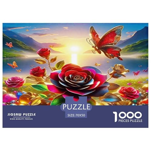 Rose Puzzles 1000 Teile Schwer Puzzle Spielzeug Lernspiel Impossible Herausforderung Spielzeug Für Erwachsene Kinder 70x50cm/1000pcs von UNRXJZLVM