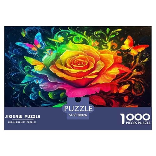 Rose Puzzles 1000 Teile Schwer Puzzle Spielzeug Lernspiel Impossible Herausforderungsspielzeug Für Erwachsene Kinder 38x26cm/1000pcs von UNRXJZLVM