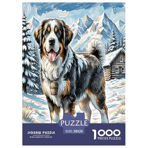 Saint Bernard Puzzle 1000 Teile Schwer Puzzle Spielzeug Lernspiel Impossible Herausforderungsspielzeug Für Erwachsene Kinder 38x26cm/1000pcs von UNRXJZLVM