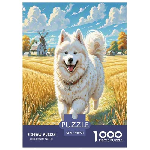 Samoyed Hund Puzzle 1000 Teile Schwer Puzzle Spielzeug Lernspiel Impossible Herausforderung Spielzeug Für Erwachsene Kinder 70x50cm/1000pcs von UNRXJZLVM