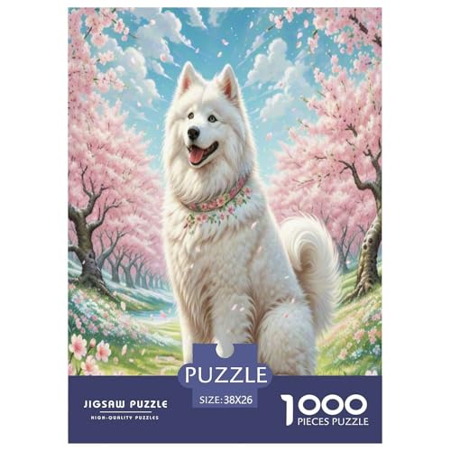 Samoyed Hund Puzzle 1000 Teile Schwer Puzzle Spielzeug Lernspiel Impossible Herausforderungsspielzeug Für Erwachsene Kinder 38x26cm/1000pcs von UNRXJZLVM