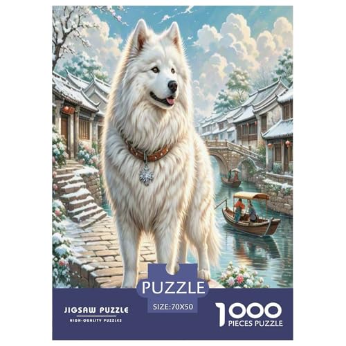 Samoyed Hund Puzzles 1000 Teile Schwer Puzzle Spielzeug Lernspiel Impossible Herausforderung Spielzeug Für Erwachsene Und Kinder in Bewährter 70x50cm/1000pcs von UNRXJZLVM