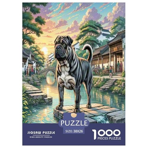 Schar Pei Puzzle 1000 Teile Schwer Puzzle Spielzeug Lernspiel Impossible Herausforderungsspielzeug Für Erwachsene Kinder 38x26cm/1000pcs von UNRXJZLVM