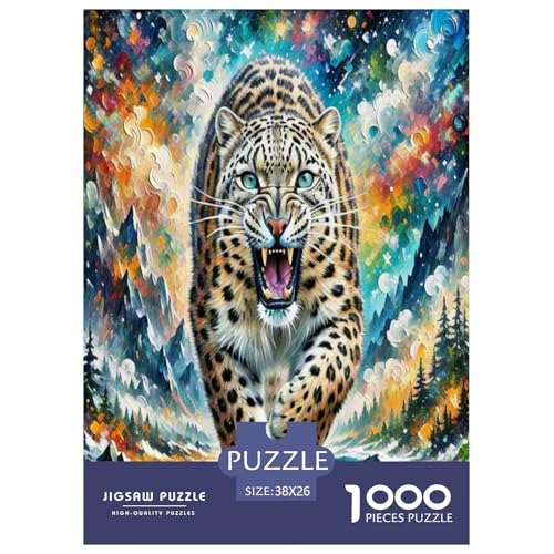 Schneeleopard Puzzle 1000 Teile Schwer Puzzle Spielzeug Pädagogisches Spiel Impossible Herausforderung Spielzeug Für Erwachsene Kinder 38x26cm/1000pcs von UNRXJZLVM