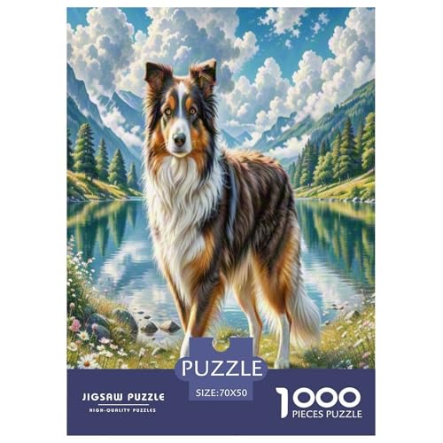 Schottischer SchäfErhund Puzzle 1000 Teile Schwer Puzzle Spielzeug Pädagogisches Spiel Impossible Herausforderungsspielzeug Für Erwachsene Kinder 70x50cm/1000pcs von UNRXJZLVM
