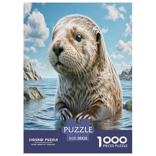 Seeotter Puzzle 1000-teilige Schwer Puzzle Spielzeug Lernspiel Impossible Herausforderung Spielzeug Für Erwachsene Kinder 38x26cm/1000pcs von UNRXJZLVM