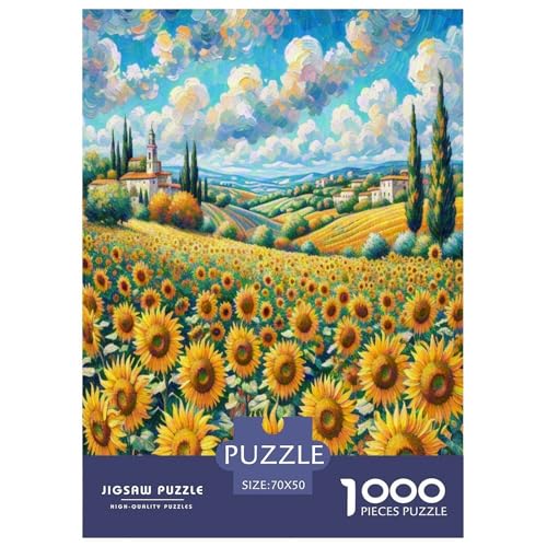 Sonnenblumen Puzzle 1000 Teile Schwer Puzzle Spielzeug Pädagogisches Spiel Impossible Herausforderung Spielzeug Für Erwachsene Kinder 70x50cm/1000pcs von UNRXJZLVM