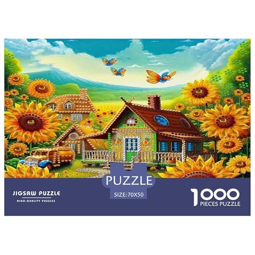 Sonnenblumen Puzzle 1000-teilige Schwer Puzzle Spielzeug Lernspiel Impossible Herausforderung Spielzeug Für Erwachsene Und Kinder in Bewährter 70x50cm/1000pcs von UNRXJZLVM