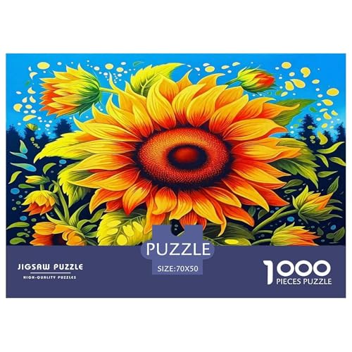 Sonnenblumen Puzzle 1000-teilige Schwer Puzzle Spielzeug Lernspiel Impossible Herausforderungsspielzeug Für Erwachsene Kinder 70x50cm/1000pcs von UNRXJZLVM