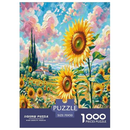 Sonnenblumen Puzzle 1000-teilige Schwer Puzzle Spielzeug Lernspiel Impossible Herausforderungsspielzeug Für Erwachsene Und Kinder in Bewährter 70x50cm/1000pcs von UNRXJZLVM