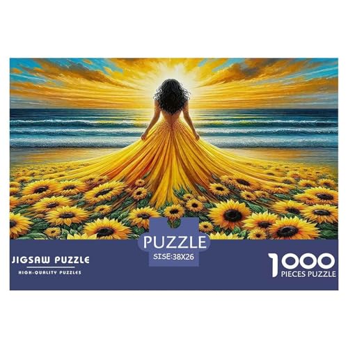 Sonnenblumen Puzzle 1000-teilige Schwer Puzzle Spielzeug Pädagogisches Spiel Impossible Herausforderungsspielzeug Für Erwachsene Kinder 38x26cm/1000pcs von UNRXJZLVM