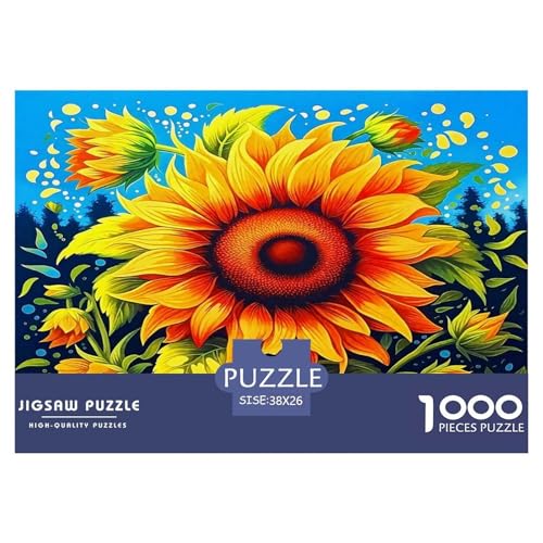 Sonnenblumen Puzzles 1000 Teile Schwer Puzzle Spielzeug Pädagogisches Spiel Impossible Herausforderungsspielzeug Für Erwachsene Kinder 38x26cm/1000pcs von UNRXJZLVM