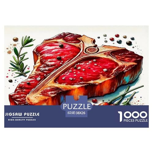 Steak Puzzle 1000 Teile Schwer Puzzle Spielzeug Lernspiel Impossible Herausforderung Spielzeug Für Erwachsene Kinder 38x26cm/1000pcs von UNRXJZLVM