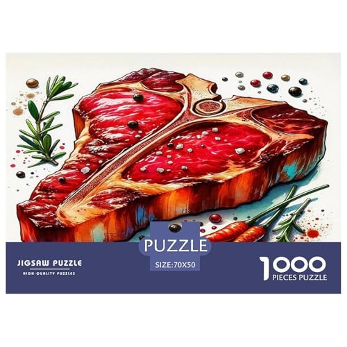 Steak Puzzle 1000 Teile Schwer Puzzle Spielzeug Lernspiel Impossible Herausforderungsspielzeug Für Erwachsene Kinder 70x50cm/1000pcs von UNRXJZLVM