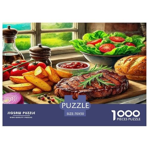 Steak Puzzles 1000 Teile Schwer Puzzle Spielzeug Lernspiel Impossible Herausforderungsspielzeug Für Erwachsene Und Kinder Ab 14 Jahren 70x50cm/1000pcs von UNRXJZLVM