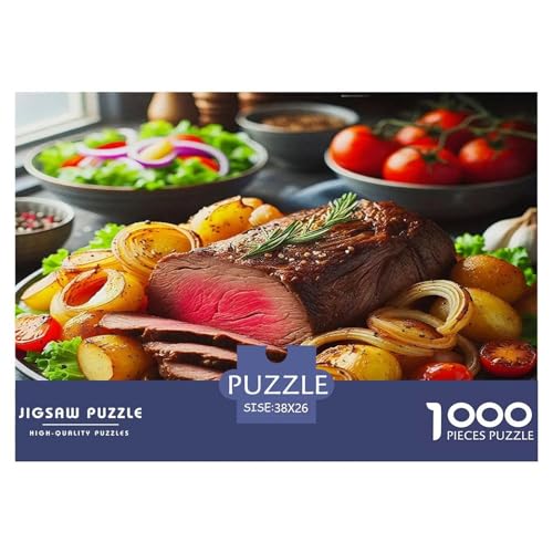 Steak Puzzles 1000-teilige Schwer Puzzle Spielzeug Lernspiel Impossible Herausforderungsspielzeug Für Erwachsene Kinder 38x26cm/1000pcs von UNRXJZLVM