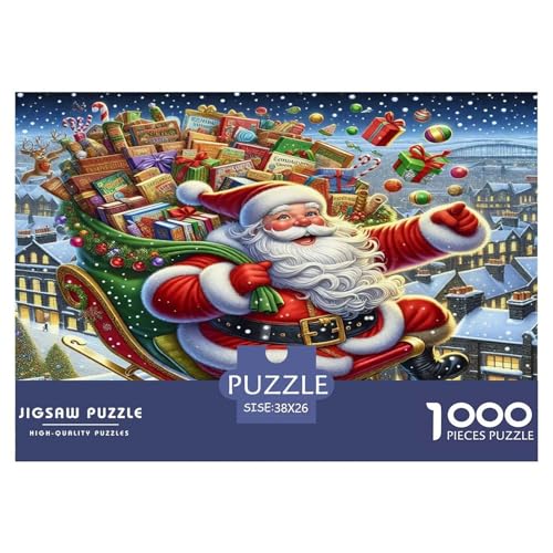 Weihnachtsmann Puzzle 1000-teilige Schwer Puzzle Spielzeug Lernspiel Impossible Herausforderungsspielzeug Für Erwachsene Kinder 38x26cm/1000pcs von UNRXJZLVM