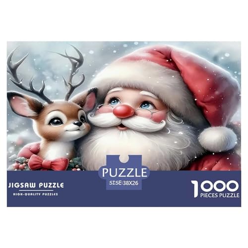 Weihnachtsmann Puzzles 1000 Teile Schwer Puzzle Spielzeug Lernspiel Impossible Herausforderungsspielzeug Für Erwachsene Kinder 38x26cm/1000pcs von UNRXJZLVM
